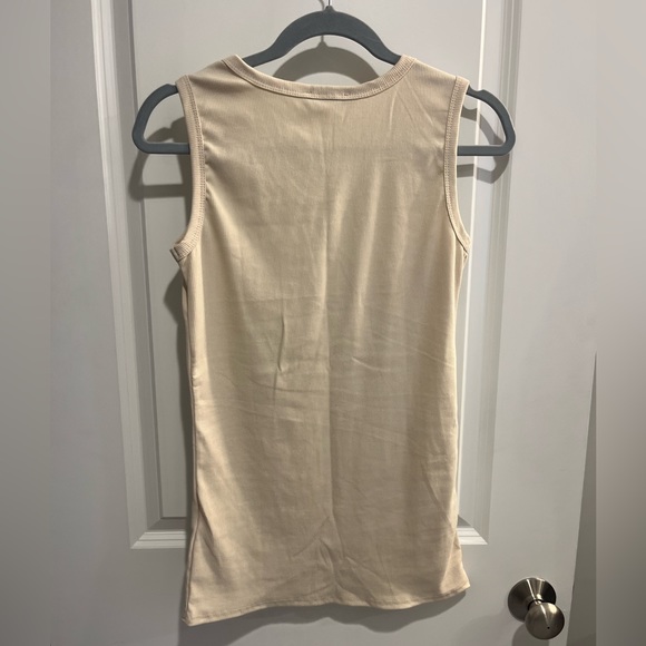 Cream Ribbed Henley Tank - Picture 2 of 3